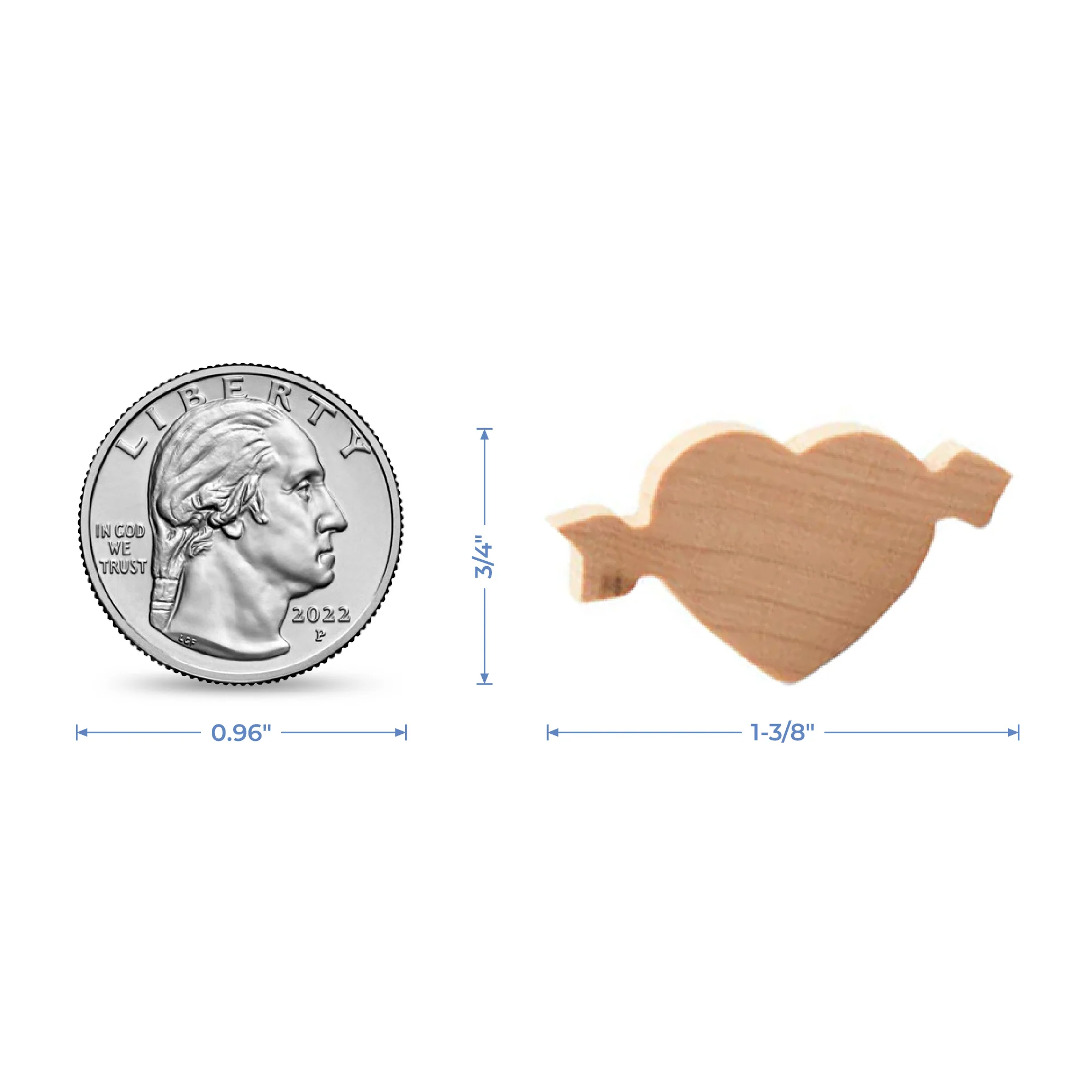 3/4" Wood Cupid Heart Cutout, 3/16" Thick - Image 5