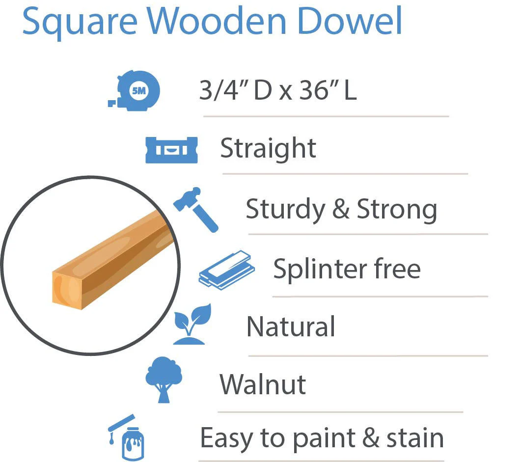 3/4" X 36” Square Walnut Dowel - Image 4