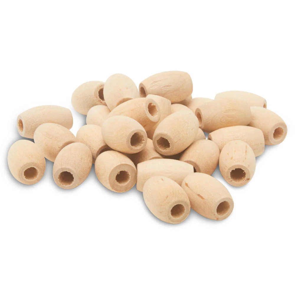 3/8" x 9/16" Wooden Oval Bead, 5/32" Hole - Image 2