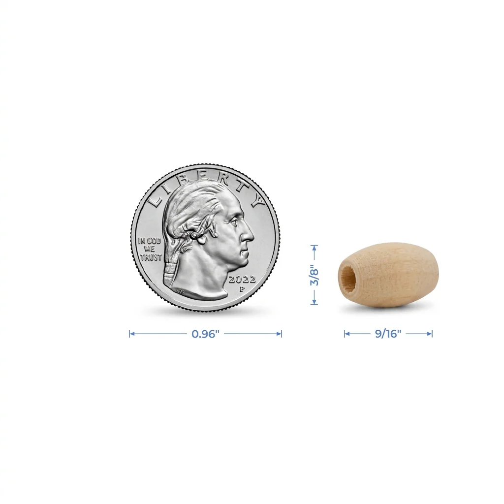 3/8" x 9/16" Wooden Oval Bead, 5/32" Hole - Image 3