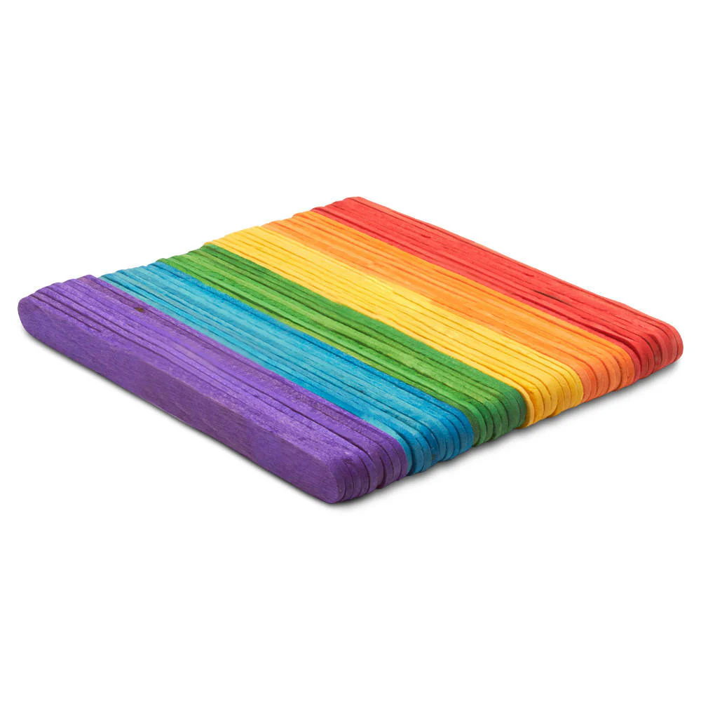 4-1/2" Colored Wooden Popsicle Sticks, Variety Pack Of 100 - Image 2