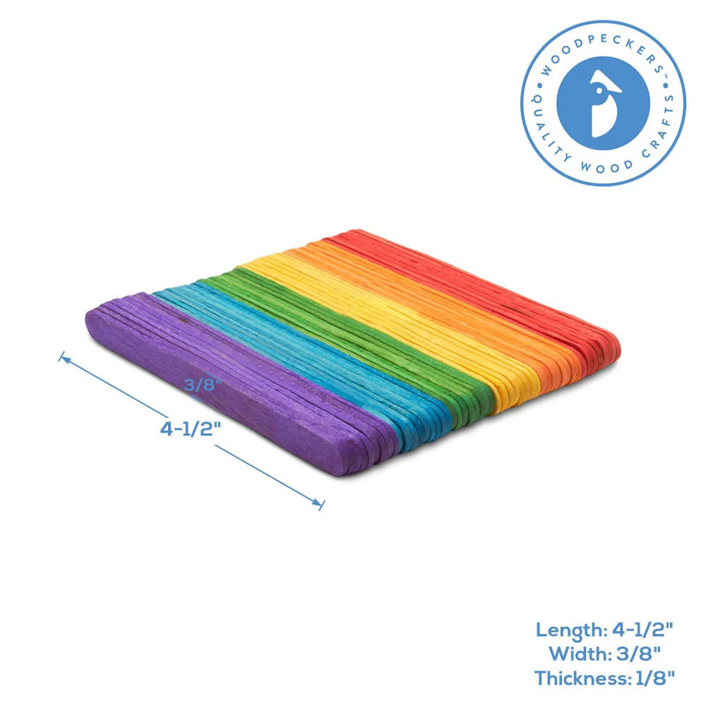 4-1/2" Colored Wooden Popsicle Sticks, Variety Pack Of 100 - Image 5