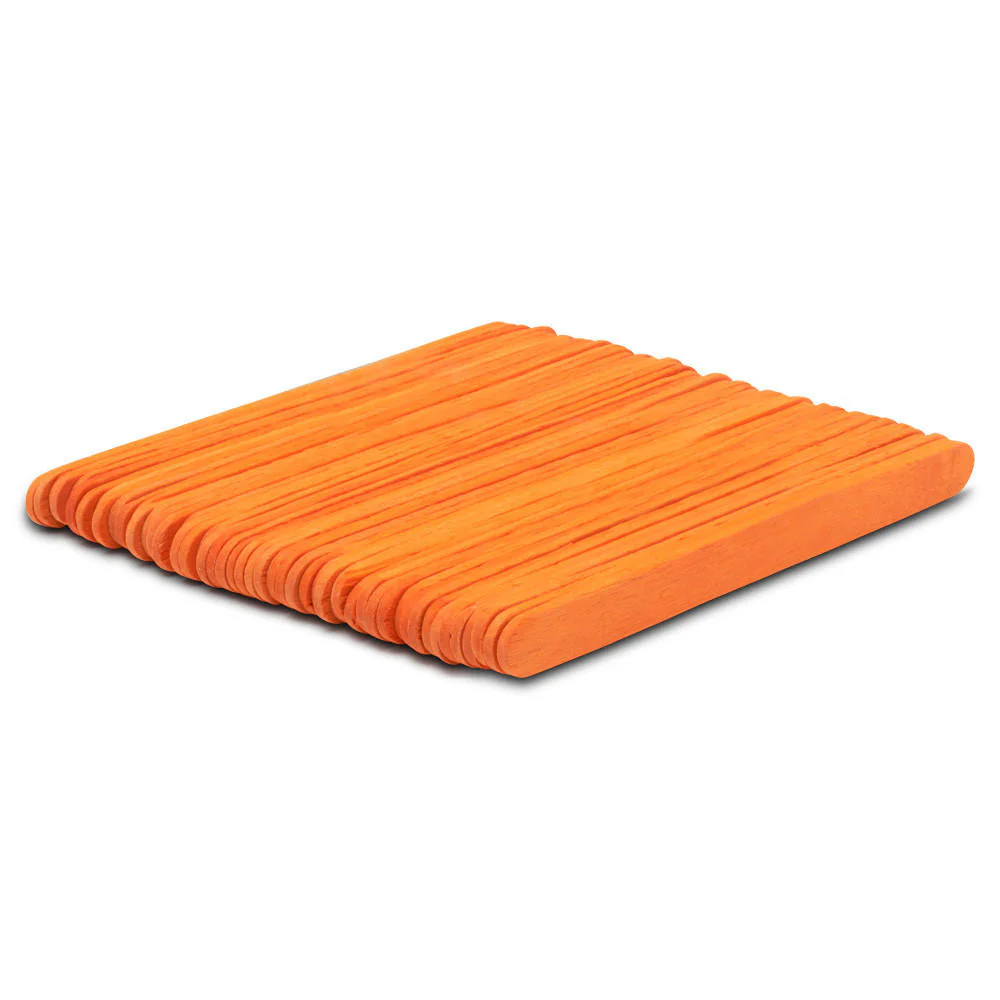 4-1/2" Orange Wooden Popsicle Sticks, Pack Of 100