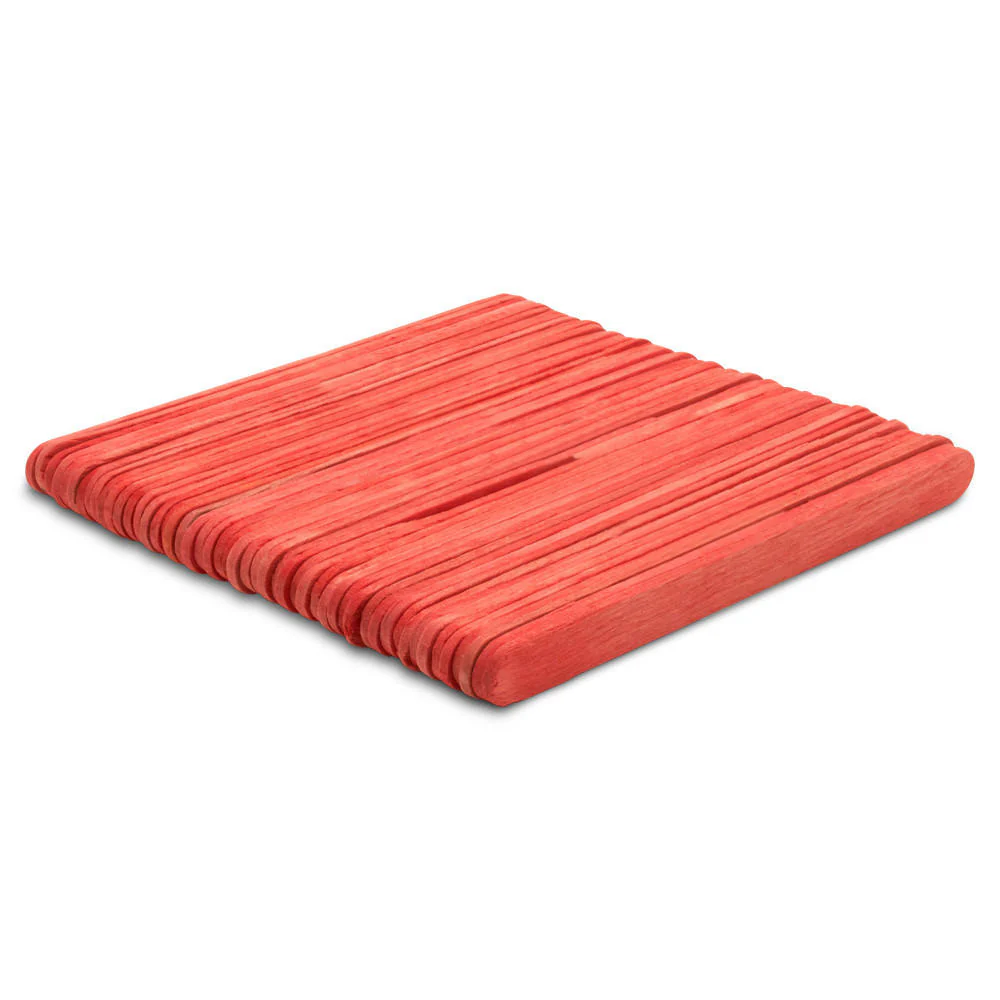 4-1/2" Red Wooden Popsicle Sticks, Pack Of 100