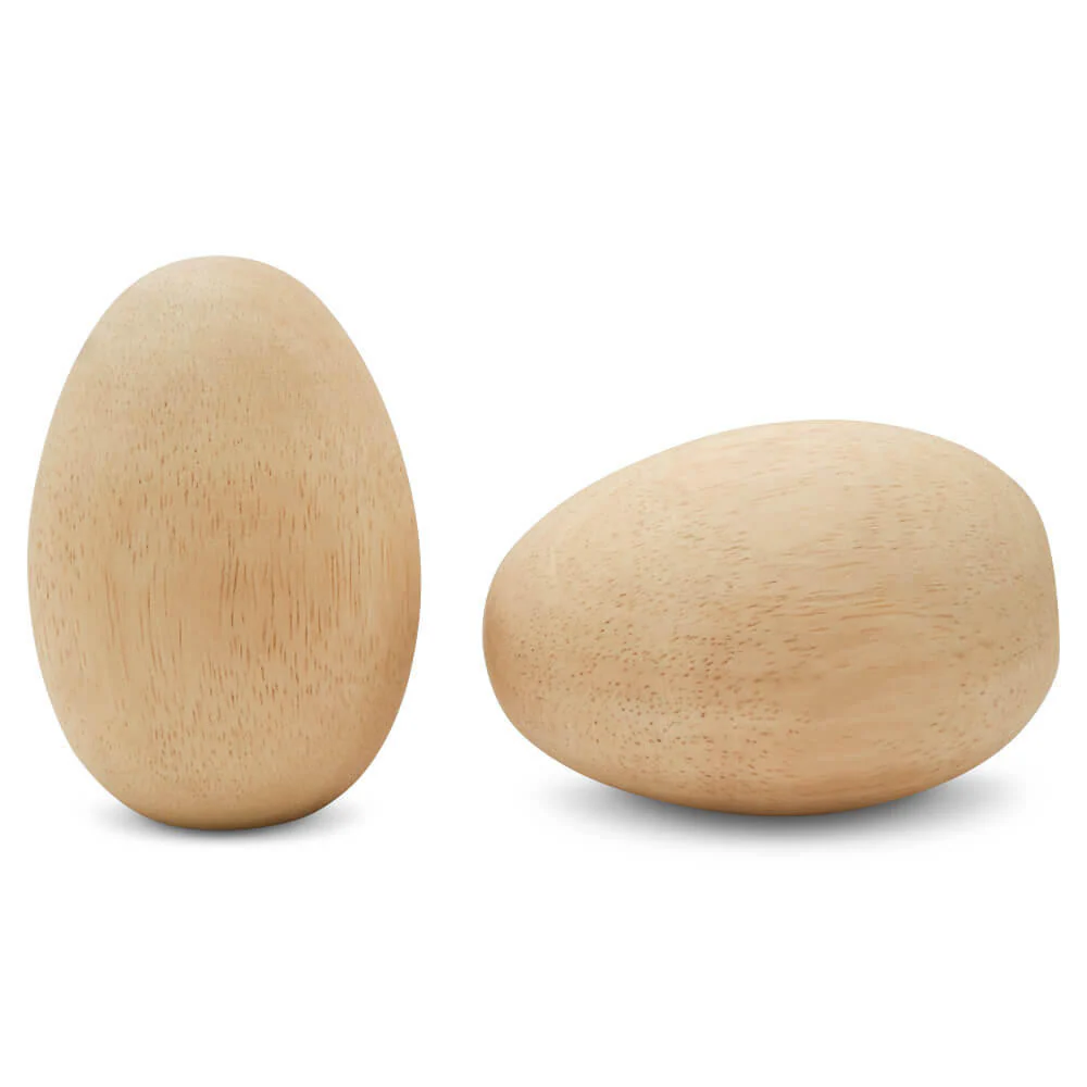 4-1/2" Wooden Egg, Flat Bottoms - Image 4