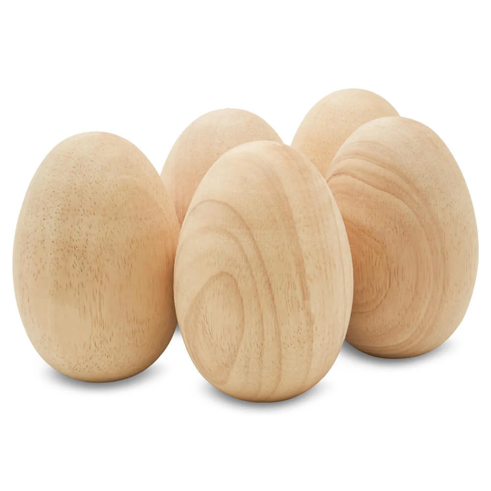 4-1/2" Wooden Egg, Flat Bottoms - Image 5