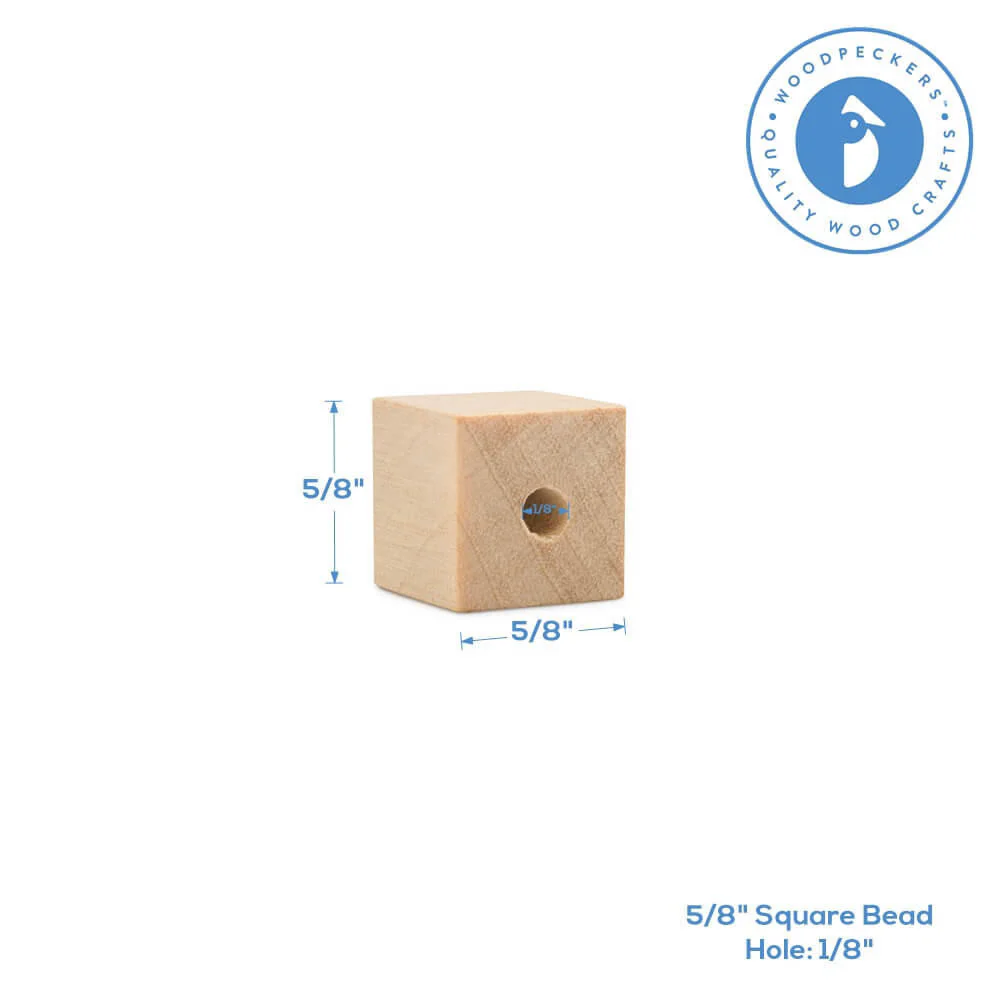 5/8" Wooden Square Bead - Image 5