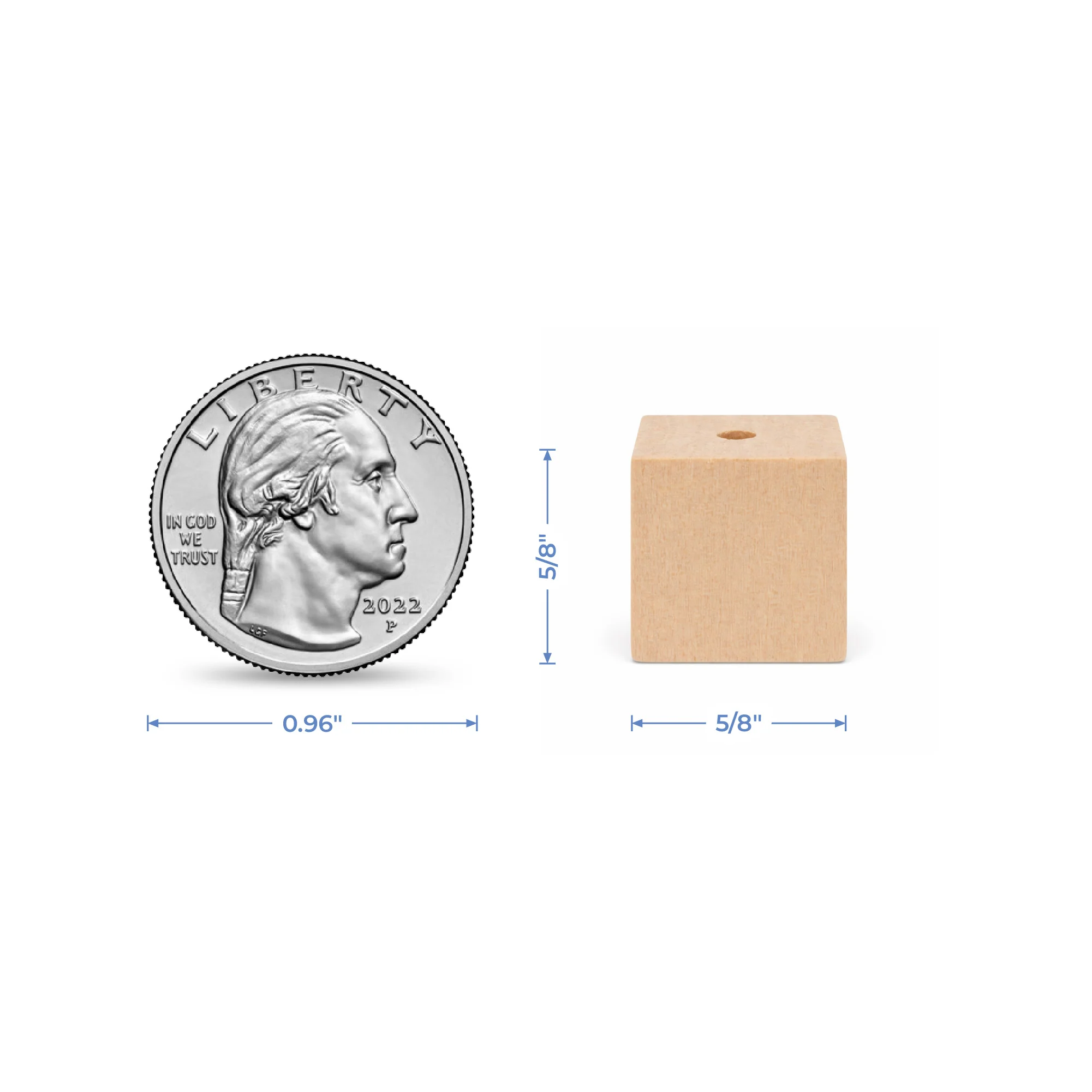 5/8" Wooden Square Bead - Image 6
