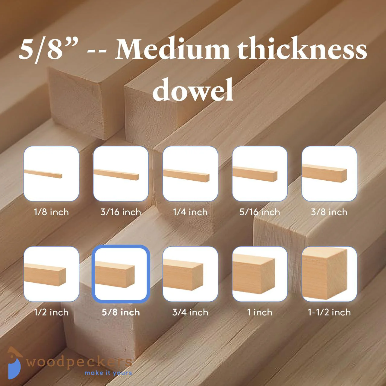 5/8" x 48" Square Dowel - Image 6
