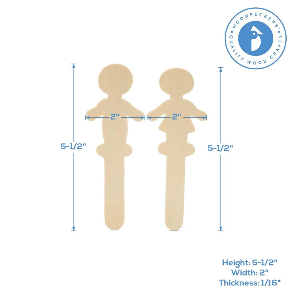 5” Boy-Shaped Popsicle Sticks, 2 ½” Base - Image 4