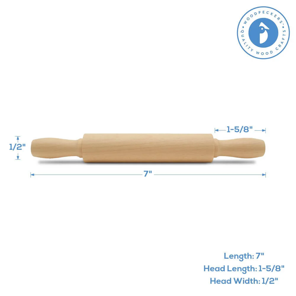 7" Unfinished Wooden Rolling Pin - Image 6