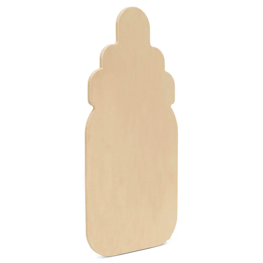 8" Wood Baby Bottle Cutout, 8" x 3.5" x 1/4" - Image 3