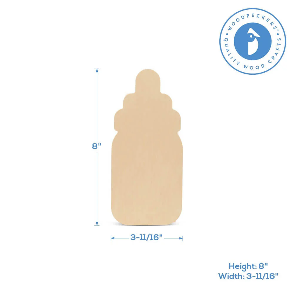 8" Wood Baby Bottle Cutout, 8" x 3.5" x 1/4" - Image 4