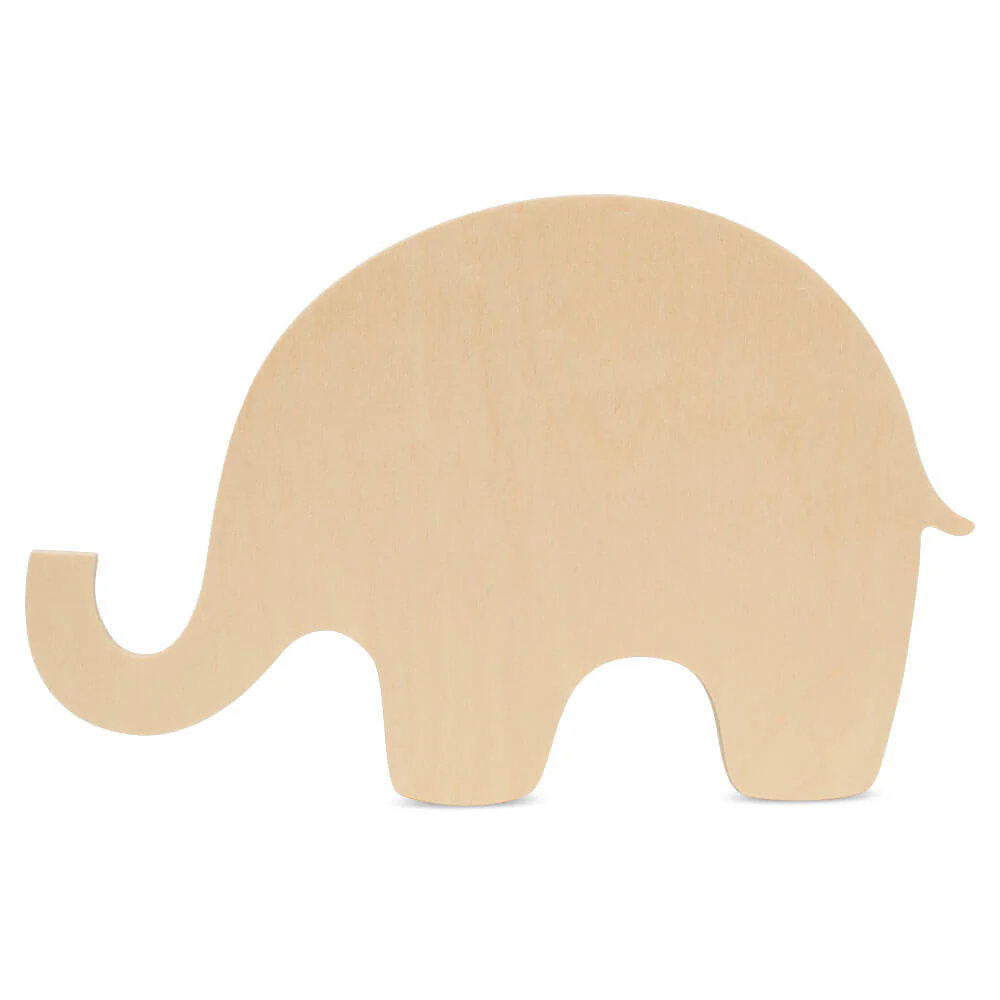 8" Wood Baby Elephant Cutout, 8" x 3.5" x 1/4"