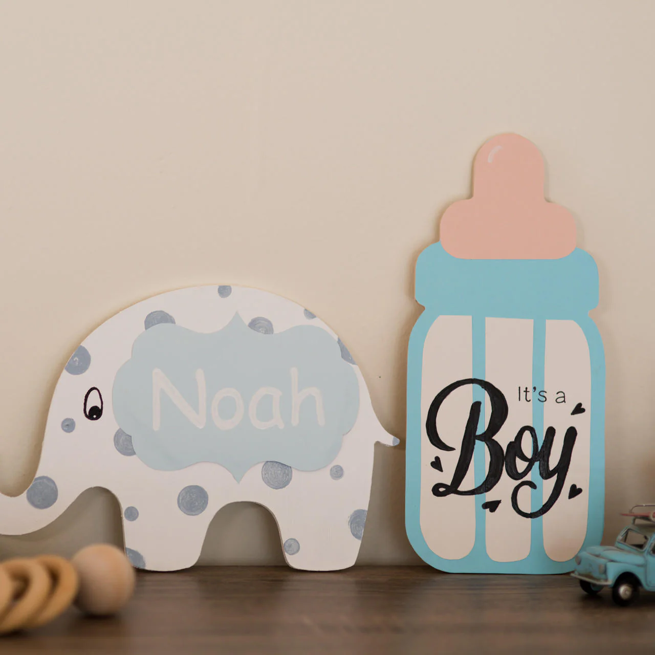 8" Wood Baby Elephant Cutout, 8" x 3.5" x 1/4" - Image 2