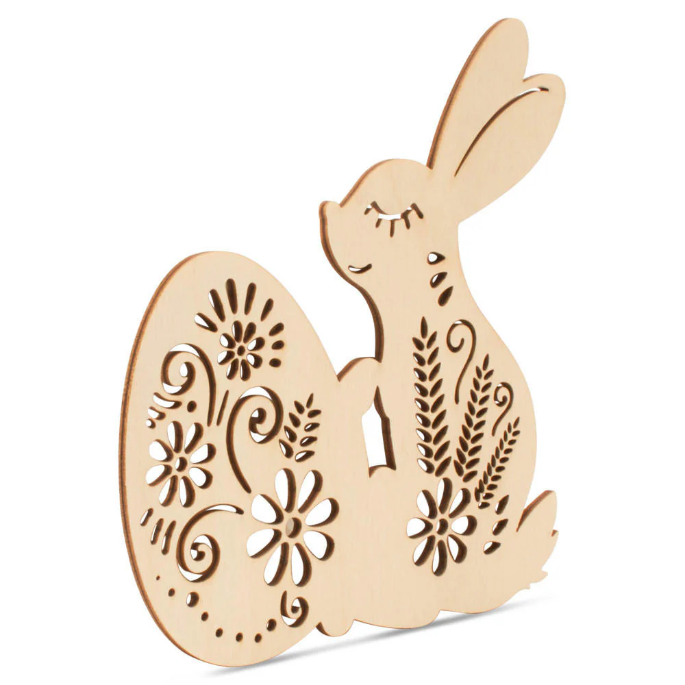 Bunny Holding an Egg Cutout (with Laser Cut Flower Detail) - Image 3