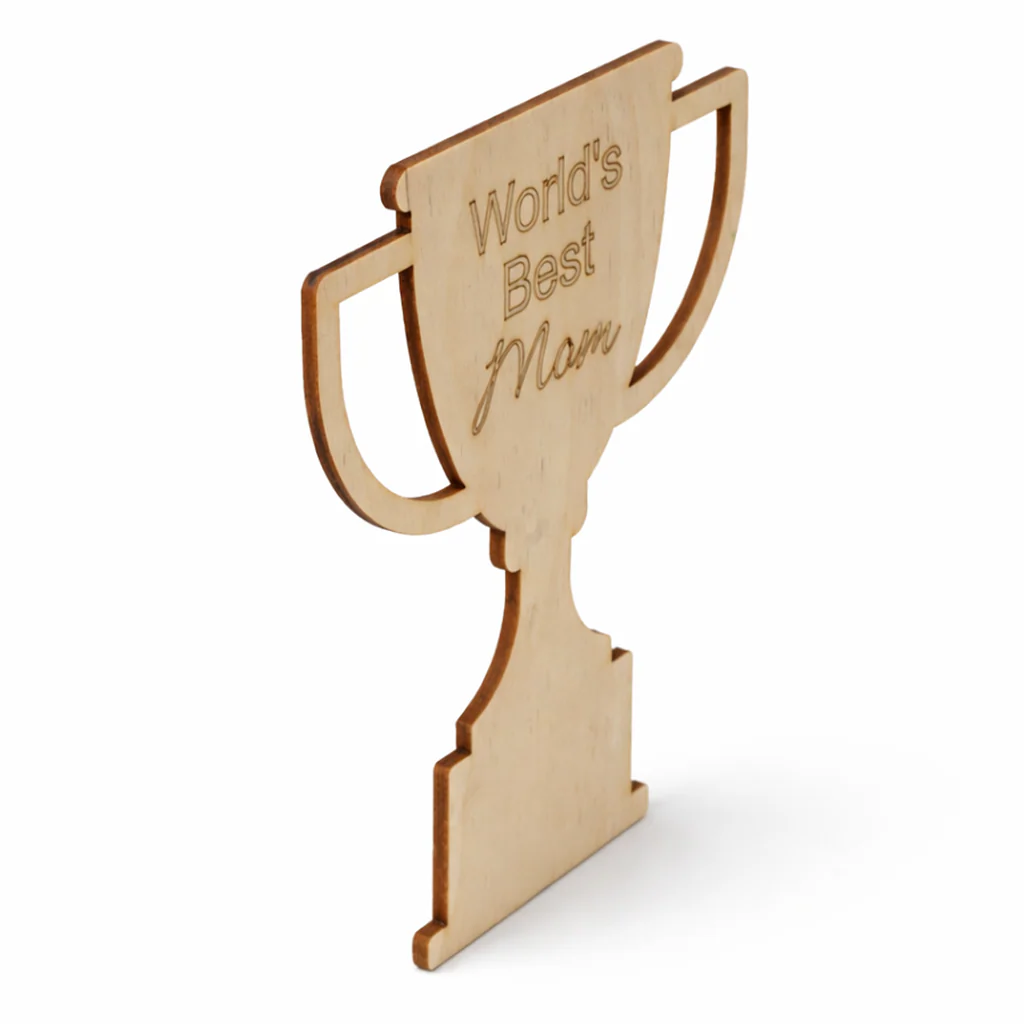 Wood "World's Best Mom" Trophy Cutout - Image 3