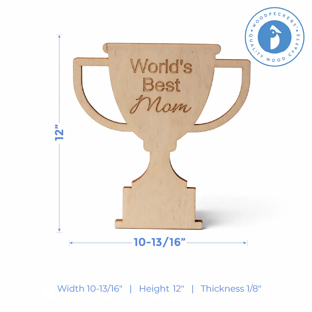 Wood "World's Best Mom" Trophy Cutout - Image 7