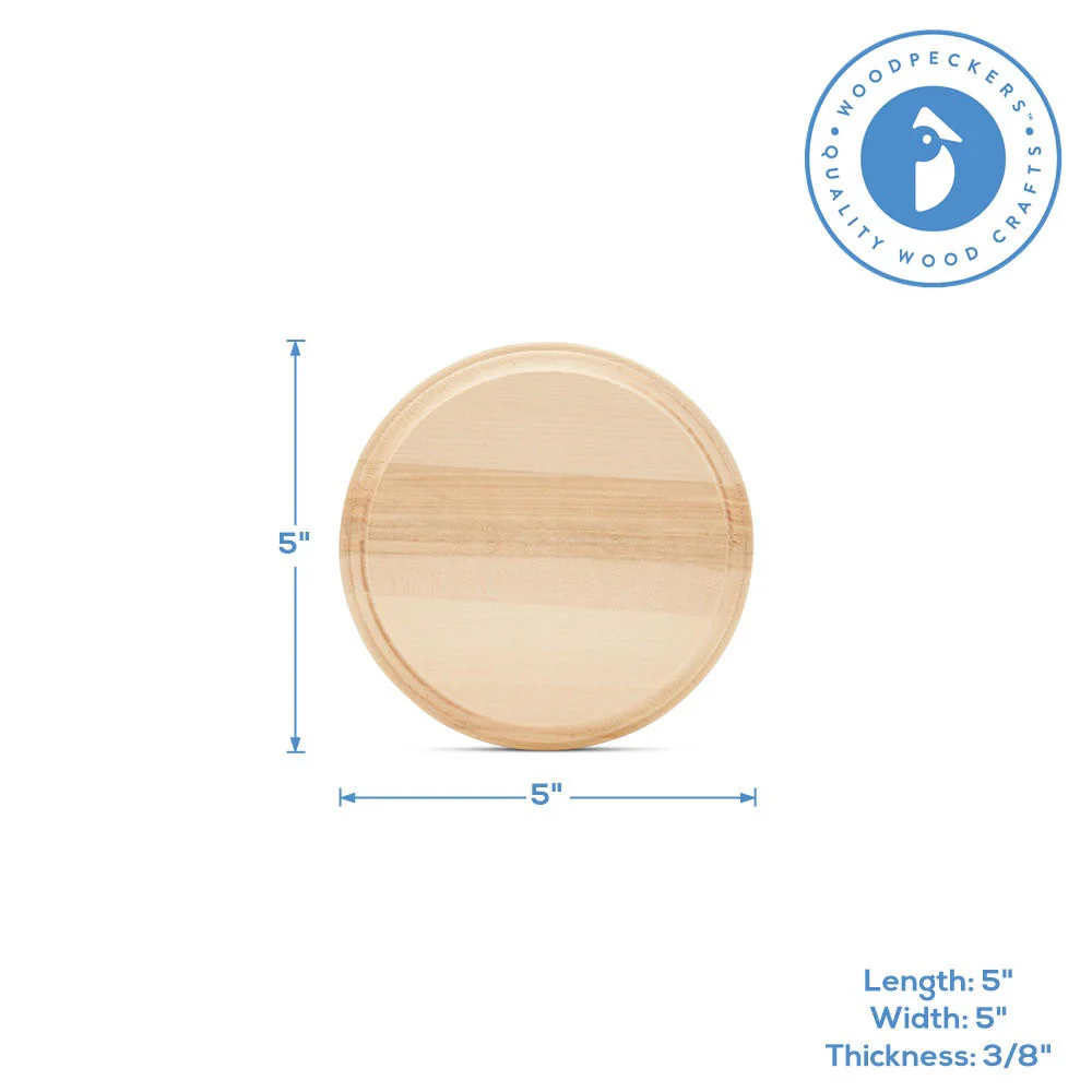 Round Wood Coasters, 5” - Image 3