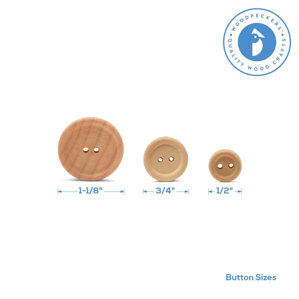 Unfinished Wood Button, 1-1/8" - Image 5