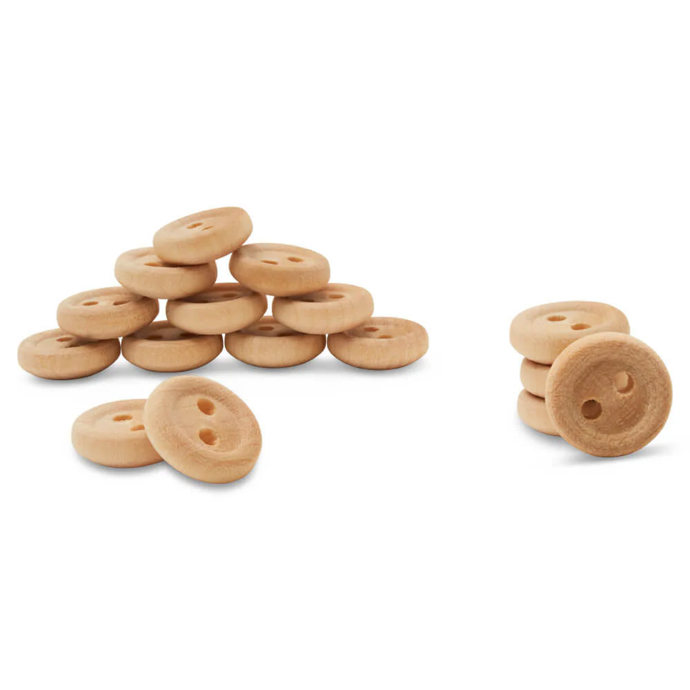 Unfinished Wood Button, 1/2"