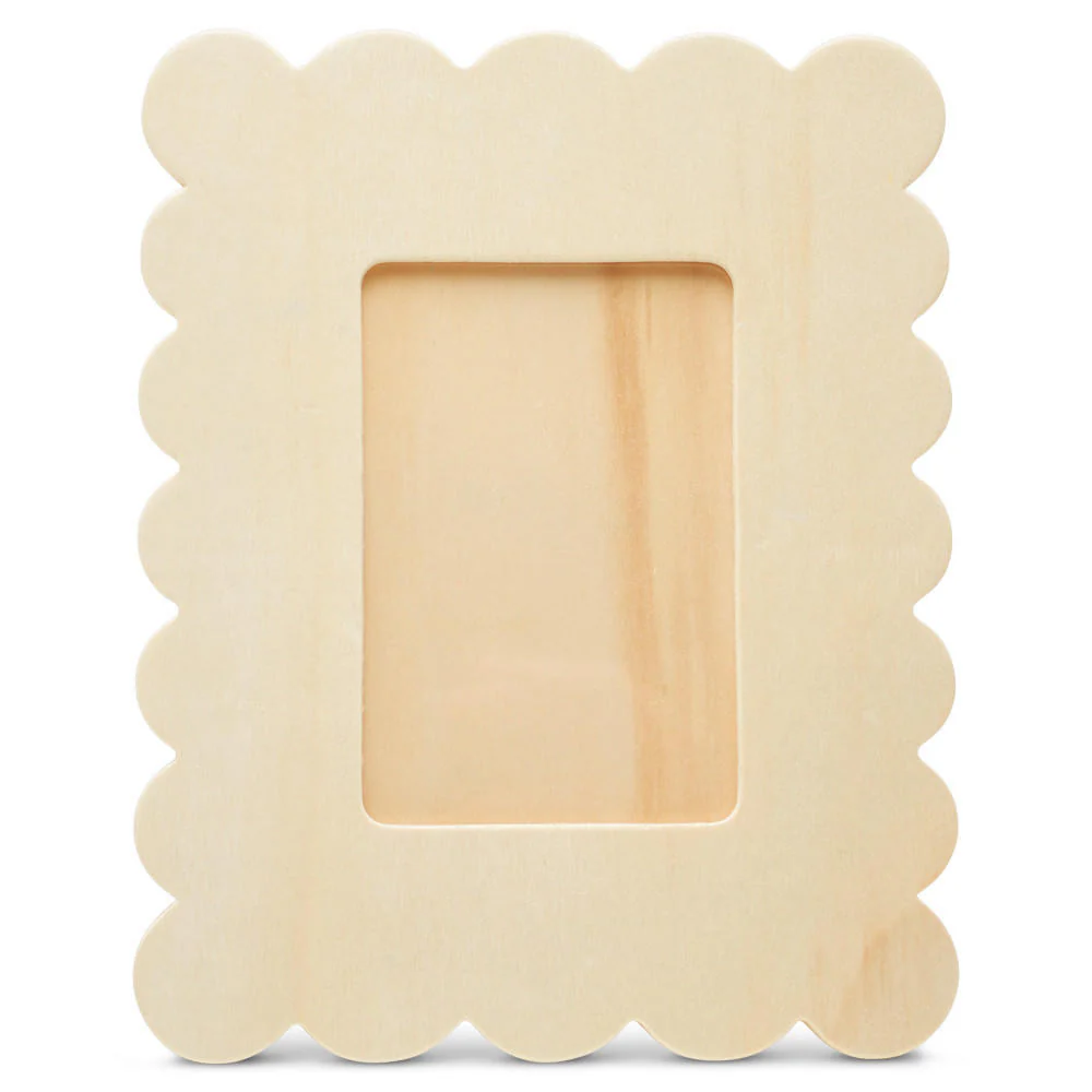 Unfinished Wood Scalloped Photo Frame, 6-3/8” X 8-1/8”, 3/16" Thick - Image 3