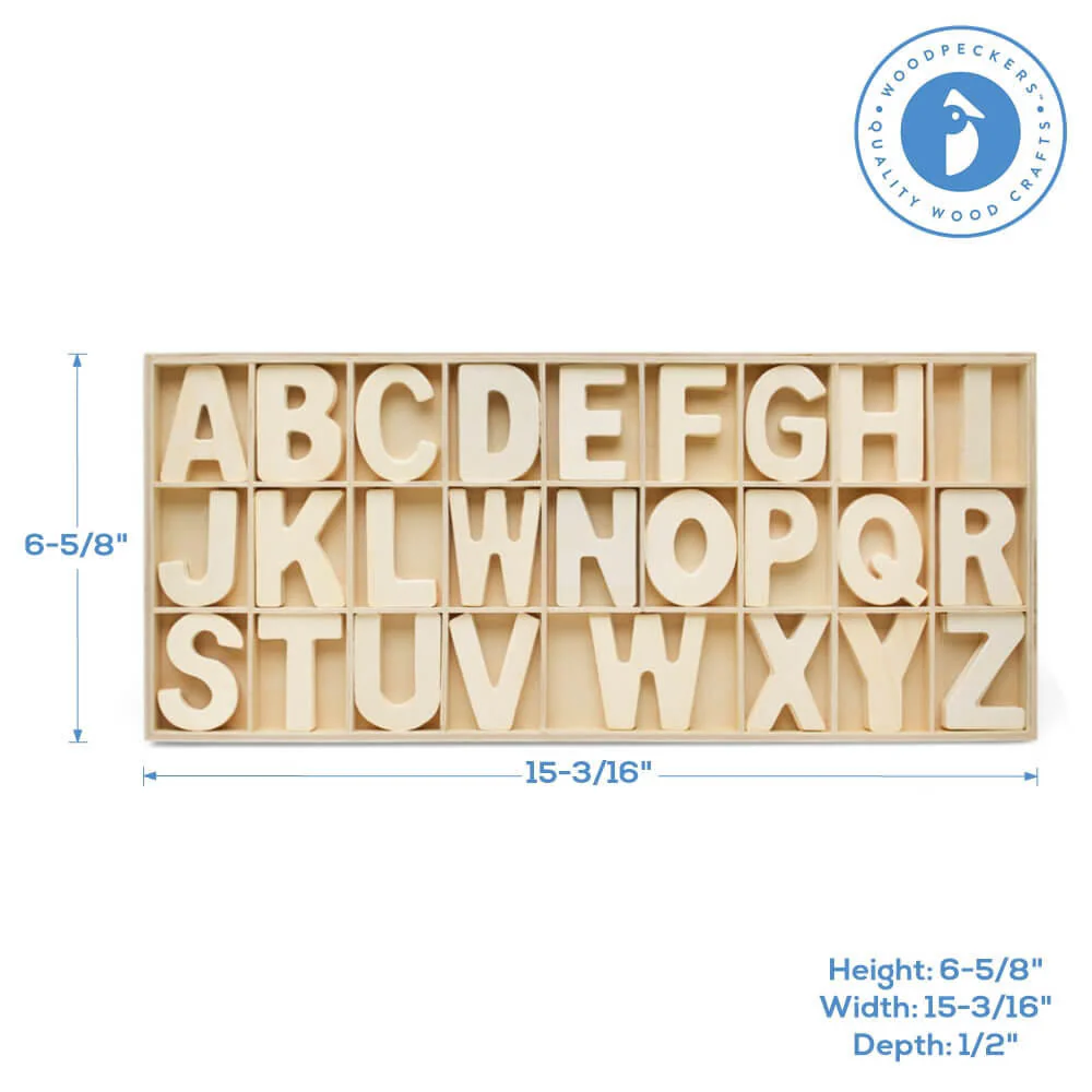 Unfinished Wood Sorting Tray With Alphabet Cutouts - Image 6
