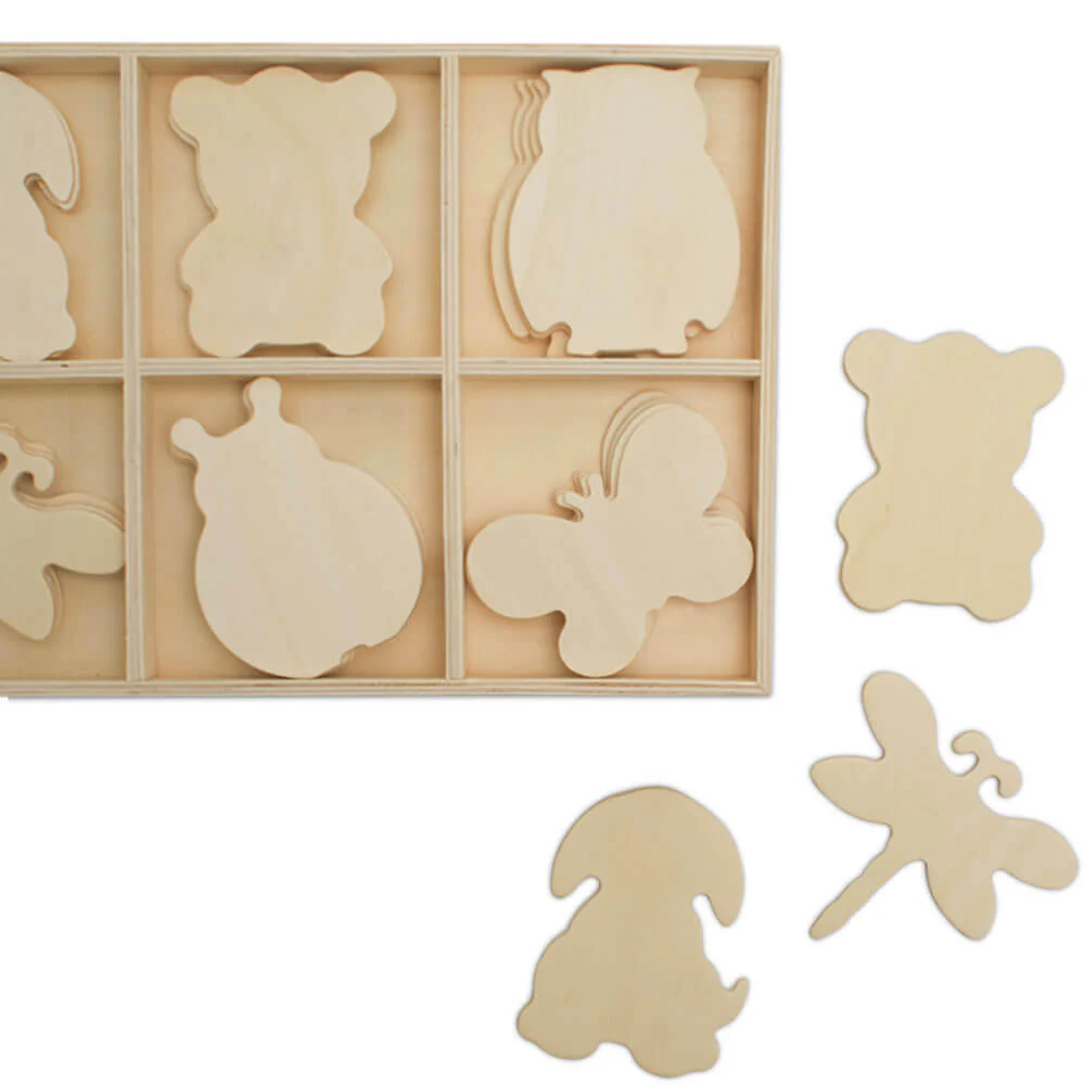 Unfinished Wood Sorting Tray with Creature Cutouts - Image 3