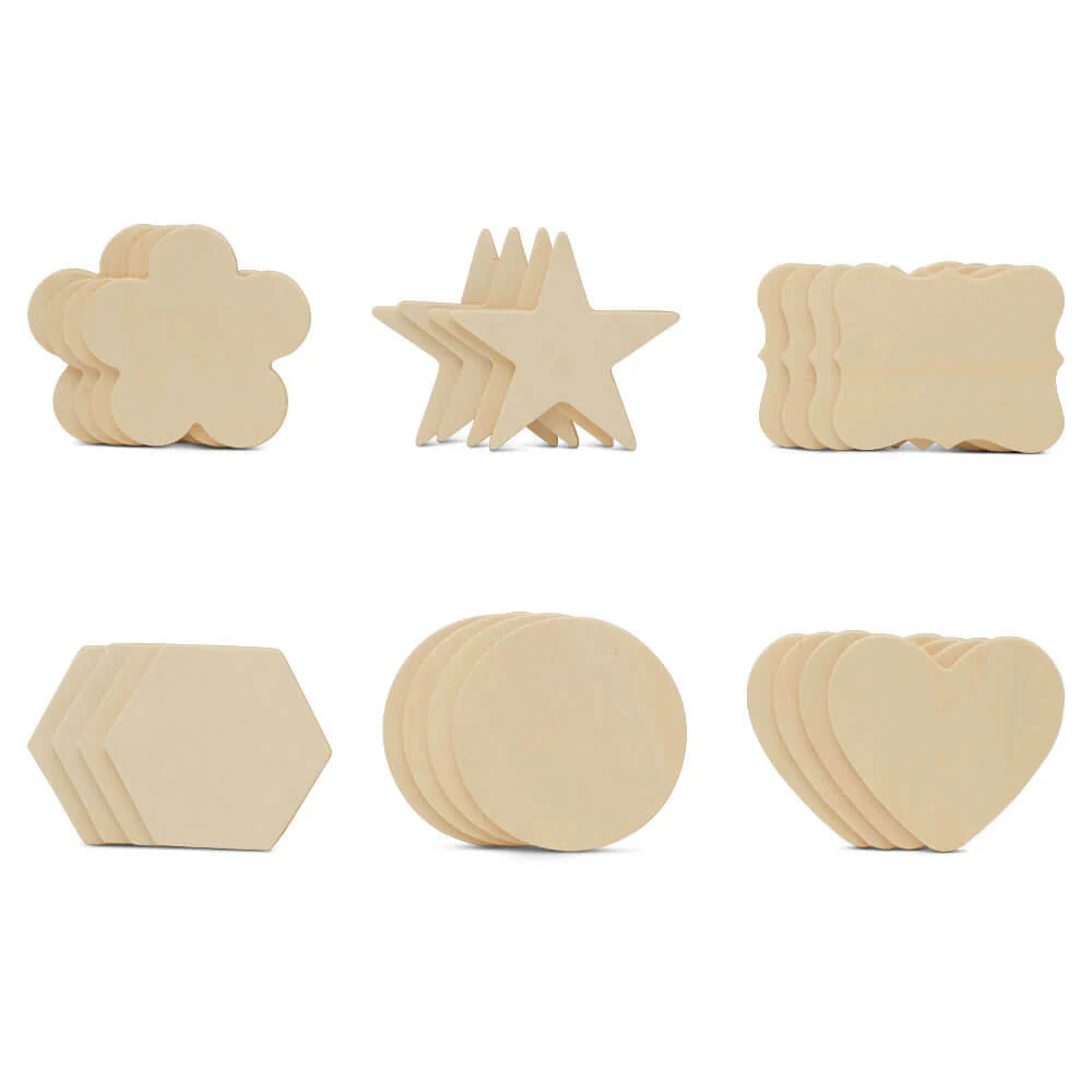 Unfinished Wood Sorting Tray with Shape Cutouts - Image 4