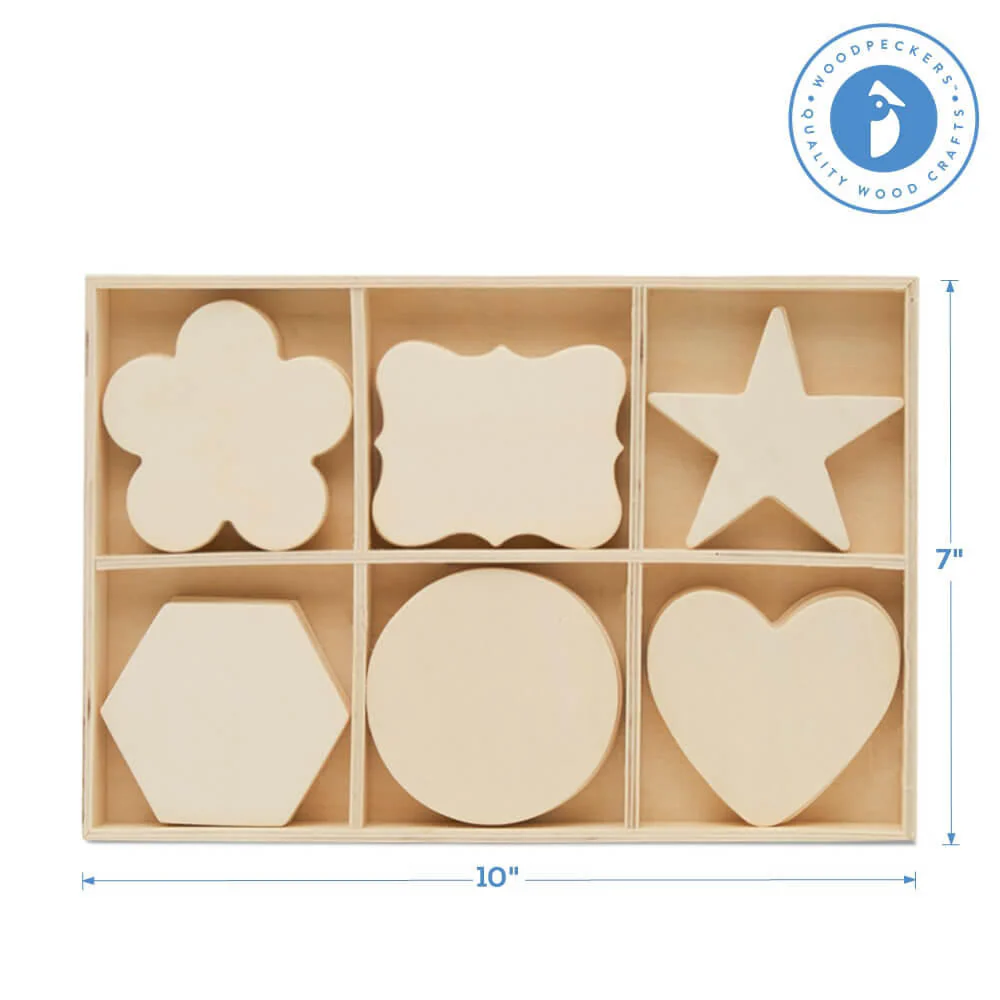 Unfinished Wood Sorting Tray with Shape Cutouts - Image 5