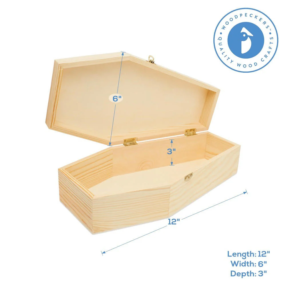 Unfinished Wooden Coffins, 12" - Image 3