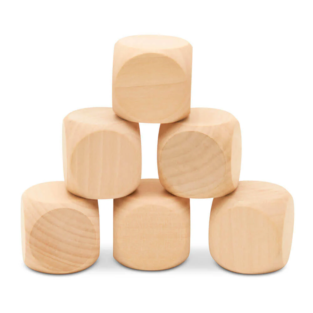 Unfinished Wooden Dice, 1" - Image 2