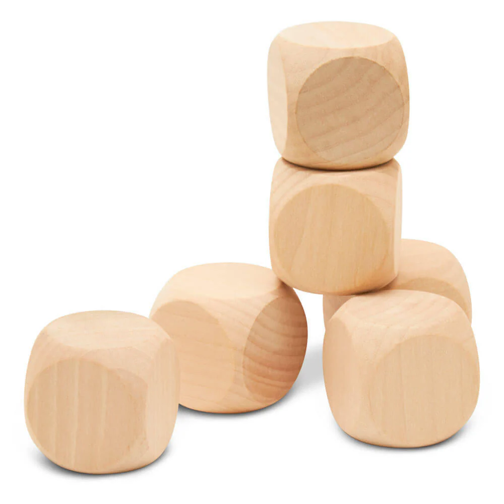 Unfinished Wooden Dice, 1" - Image 3