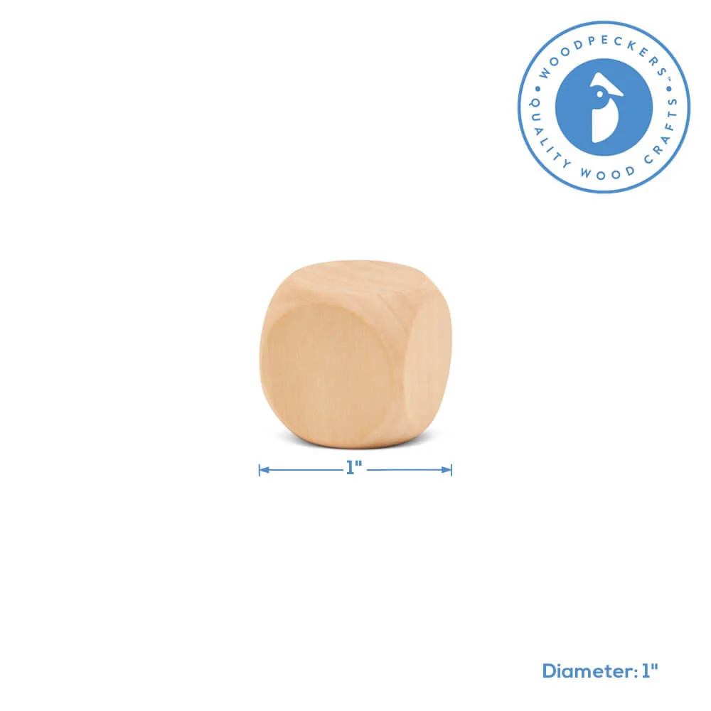 Unfinished Wooden Dice, 1" - Image 4