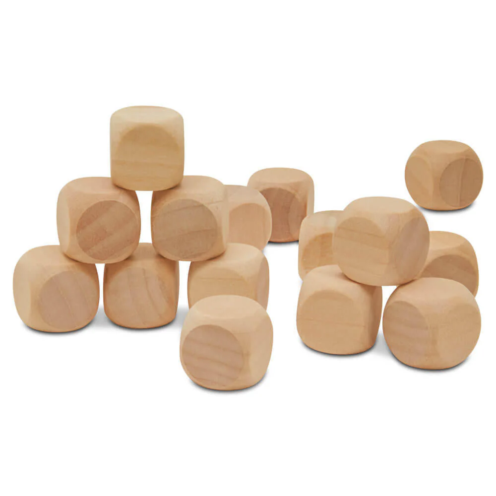 Unfinished Wooden Dice, 3/4" - Image 2