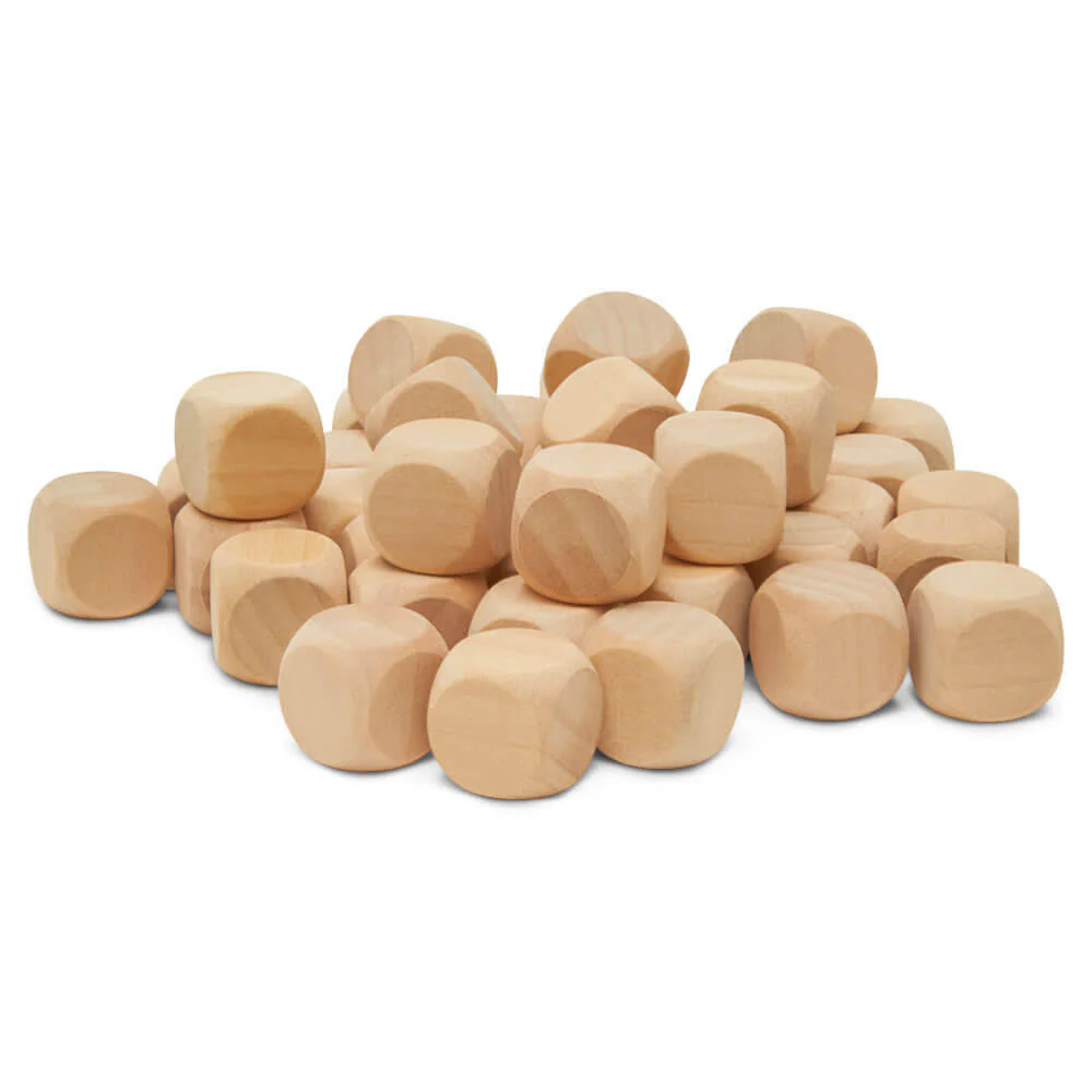 Unfinished Wooden Dice, 5/8" - Image 2