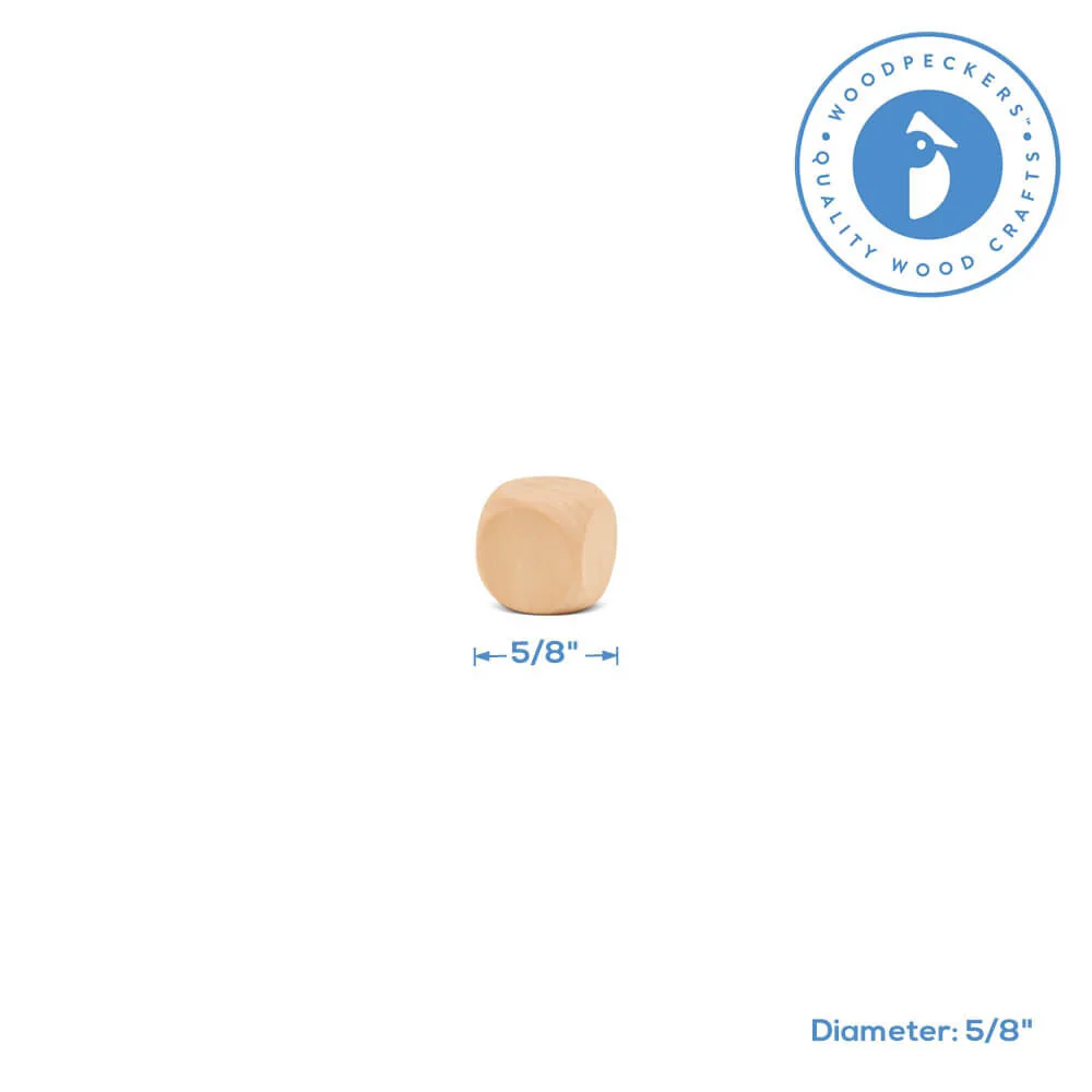 Unfinished Wooden Dice, 5/8" - Image 4