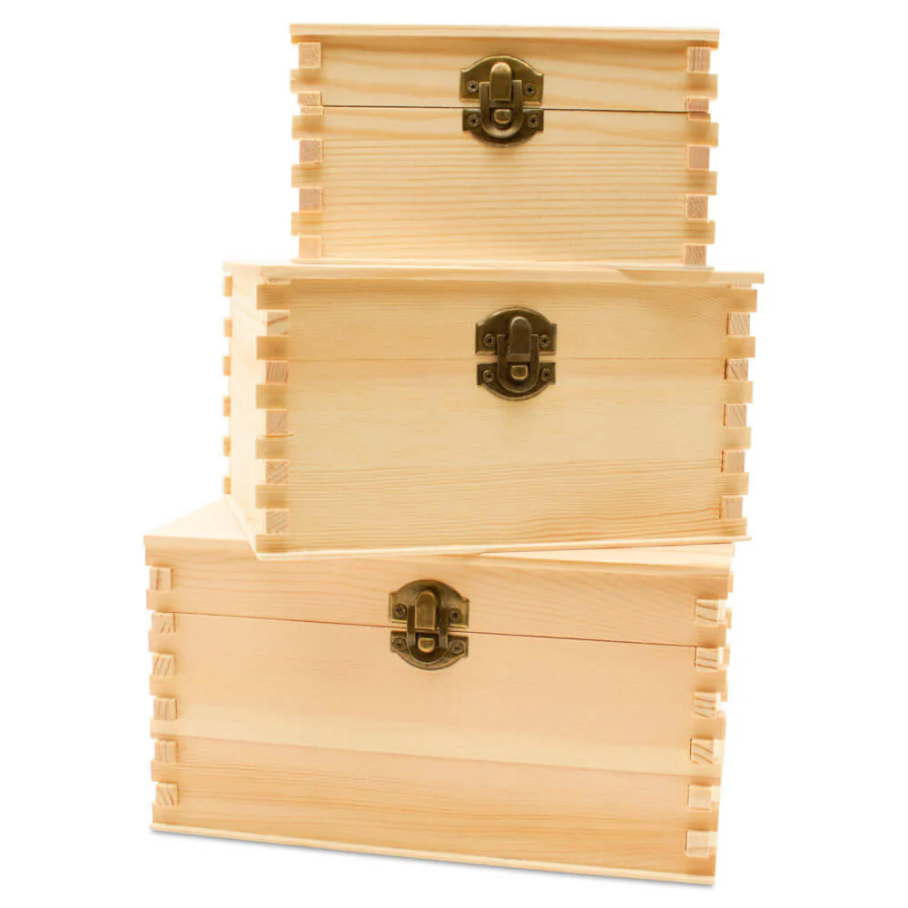 Unfinished Wooden Nesting Boxes, Set of 3