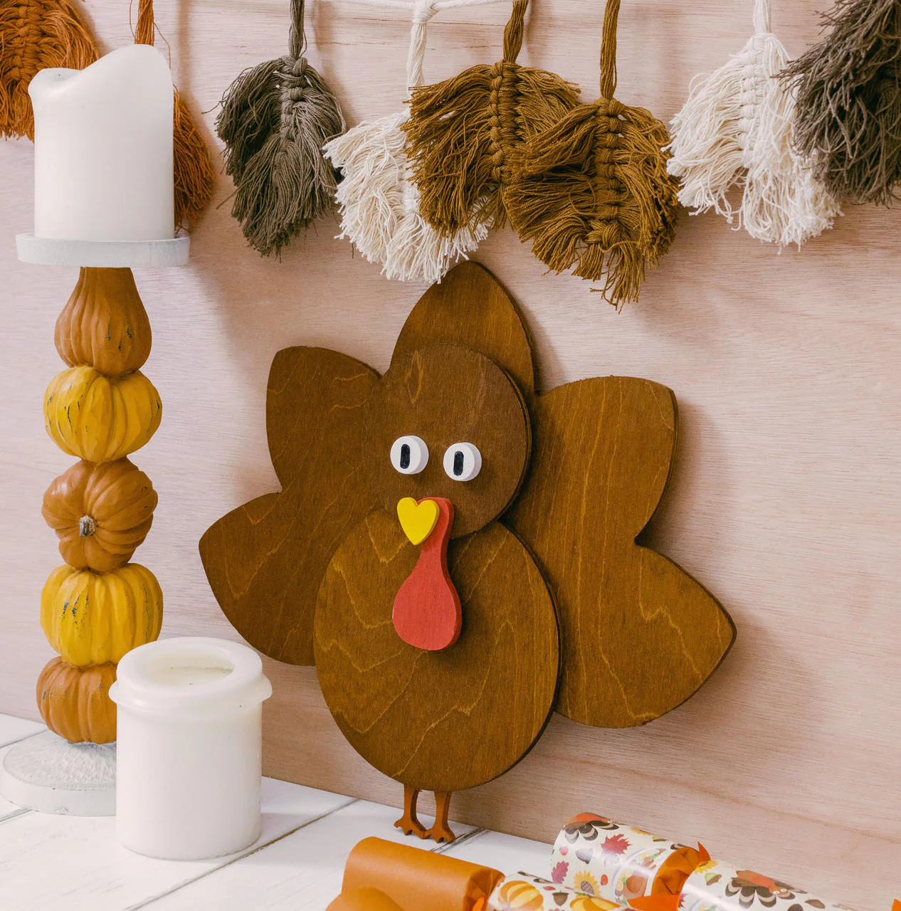 Whimsical Wood Turkey Cutout Medium, 8" x 8.7" - Image 4