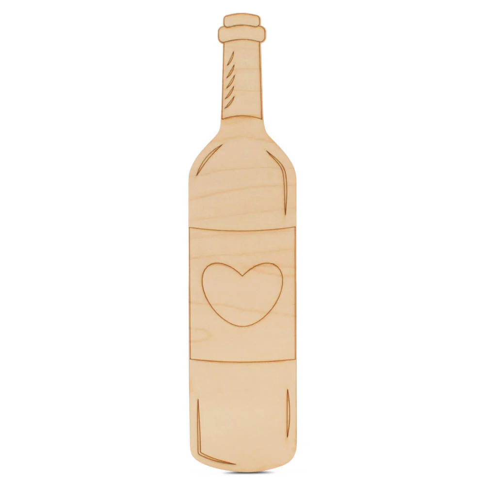 Wine Bottle with Etched Heart Cutout