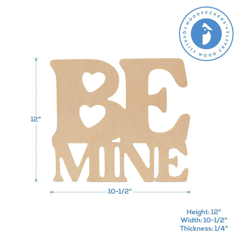 Wood "Be Mine" Cutout, 12" x 10.5" - Image 3