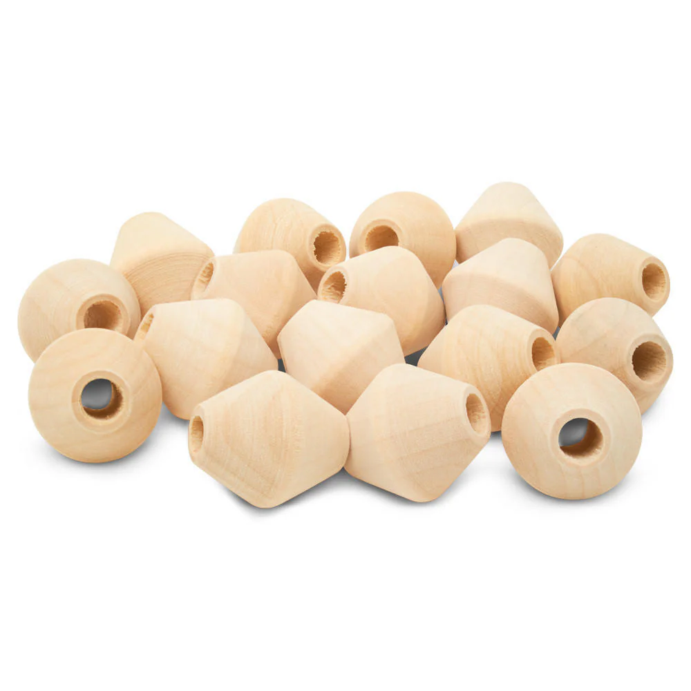 Wood Bicone Bead, 1” - Image 3
