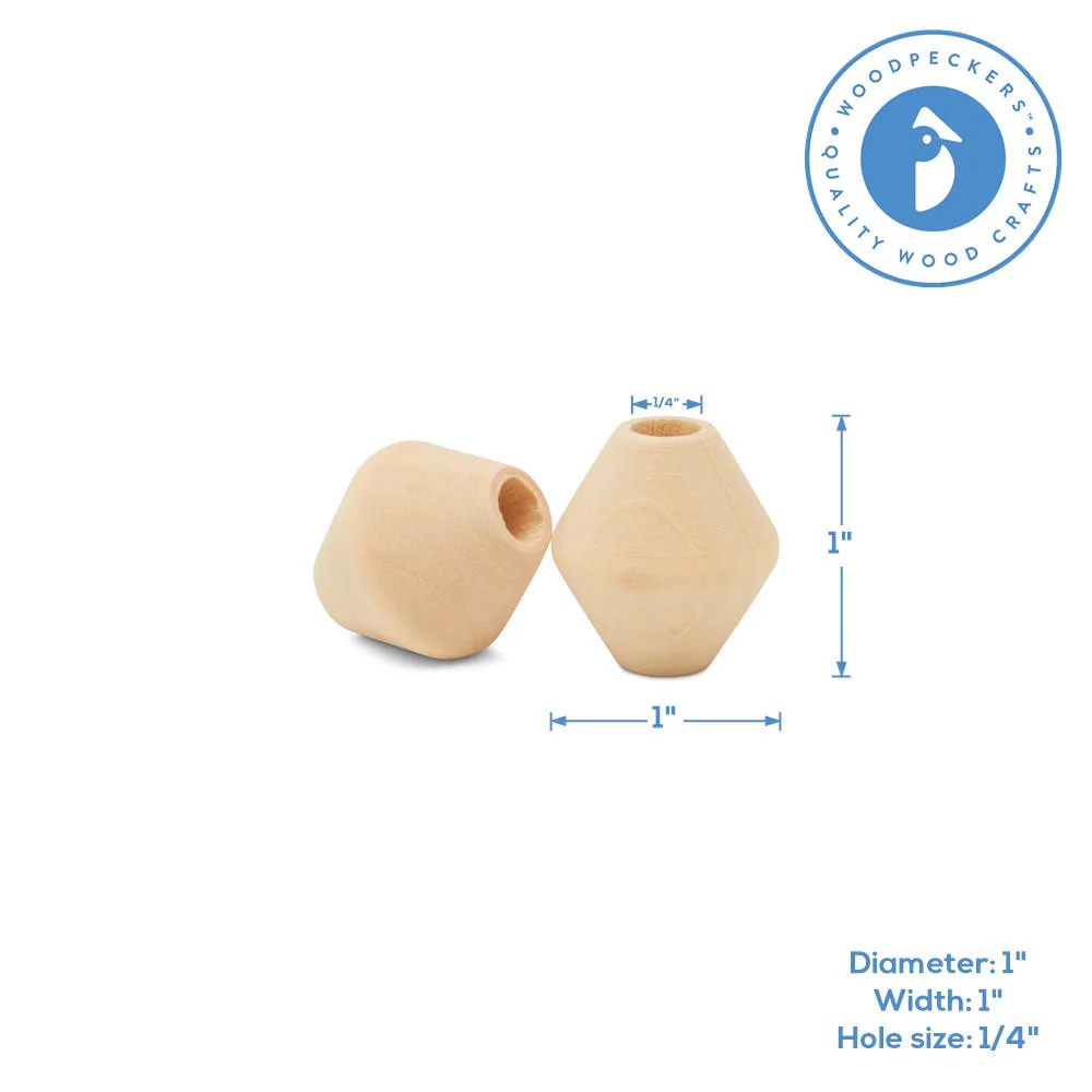 Wood Bicone Bead, 1” - Image 4