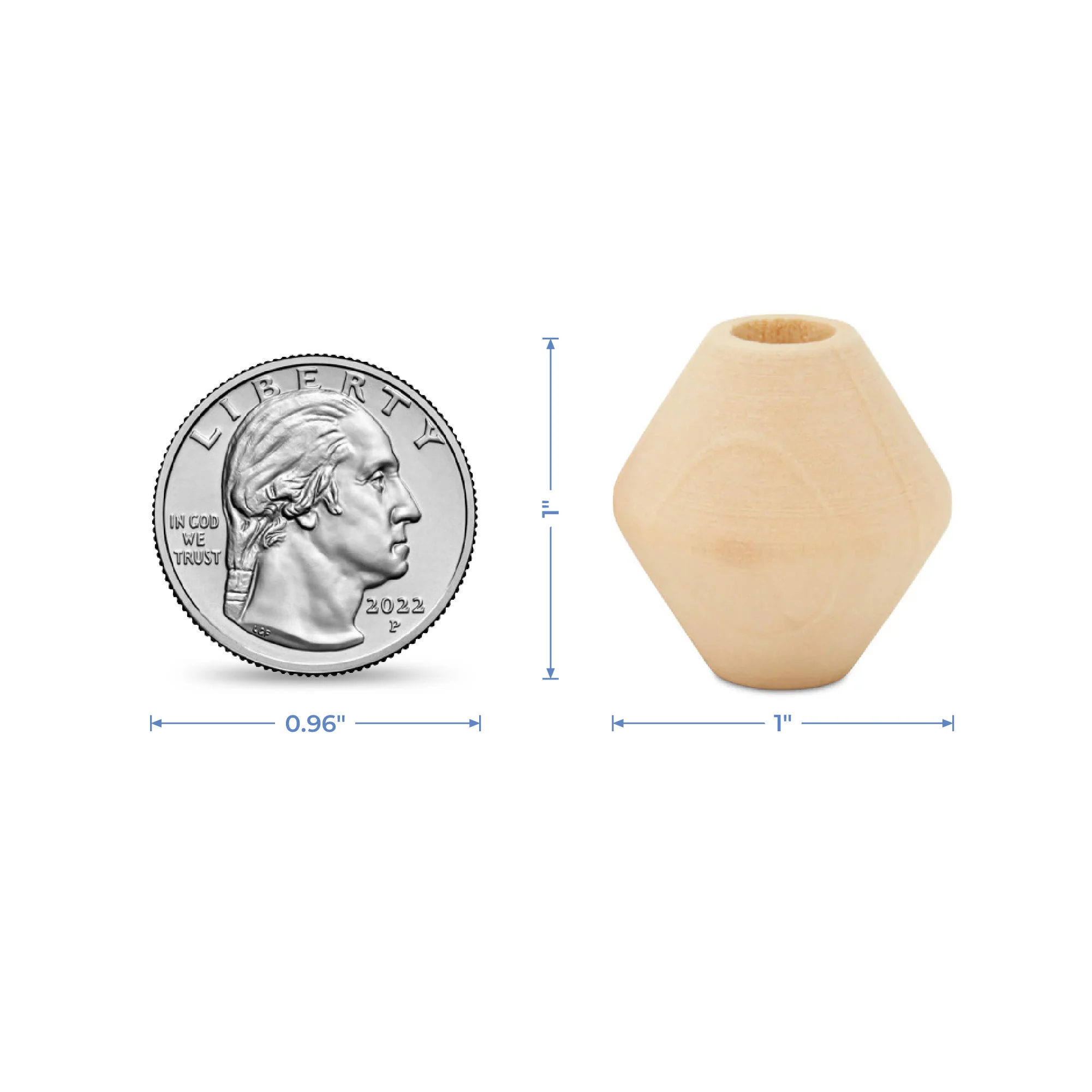 Wood Bicone Bead, 1” - Image 5