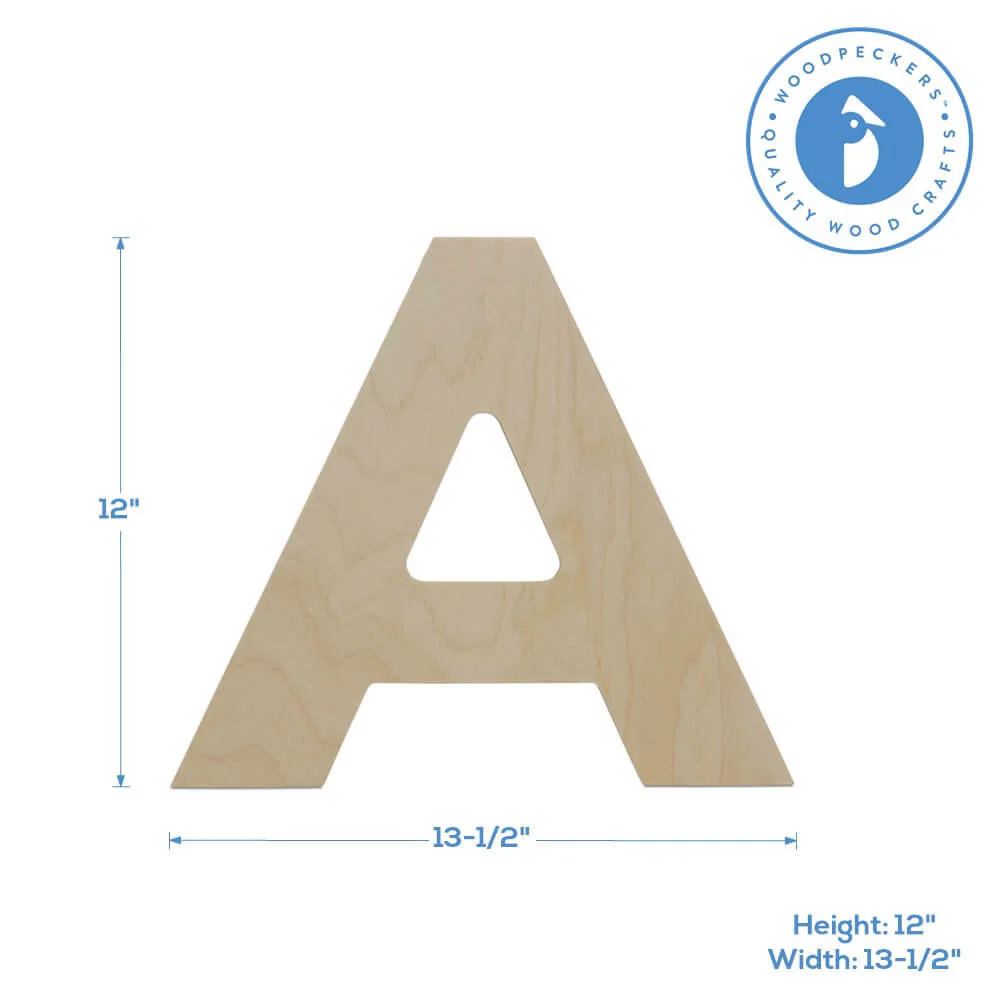 Wood Cutout Letter A, 12" - Image 2