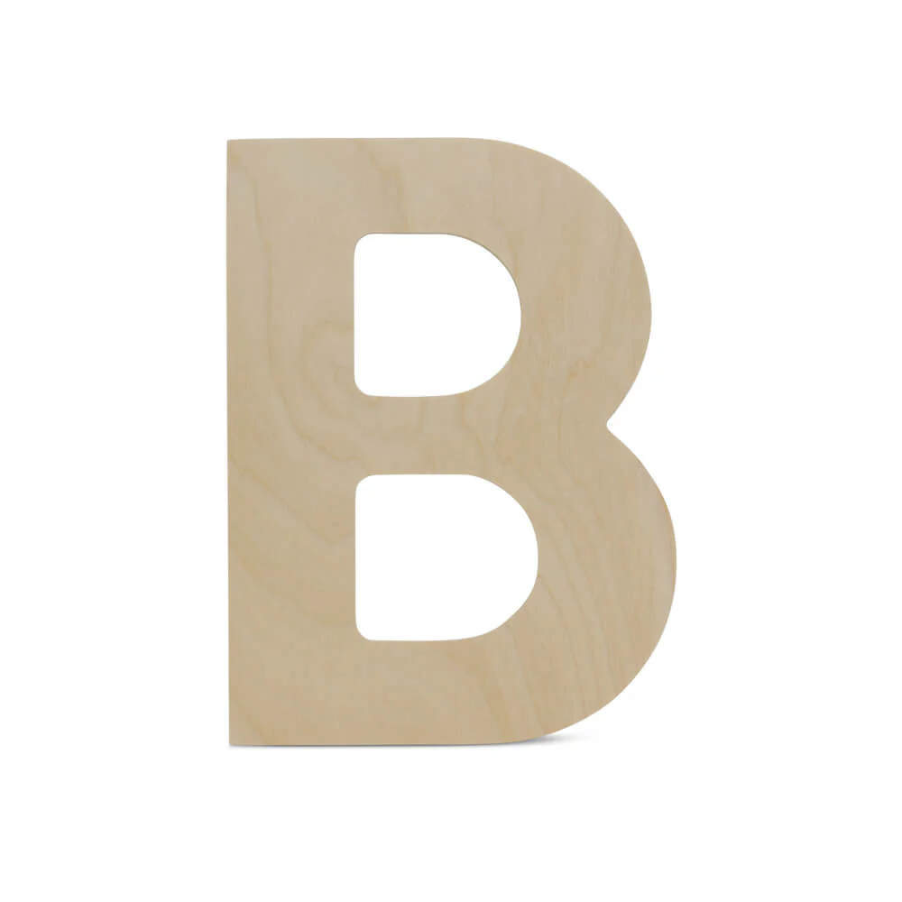 Wood Cutout Letter B, 12"