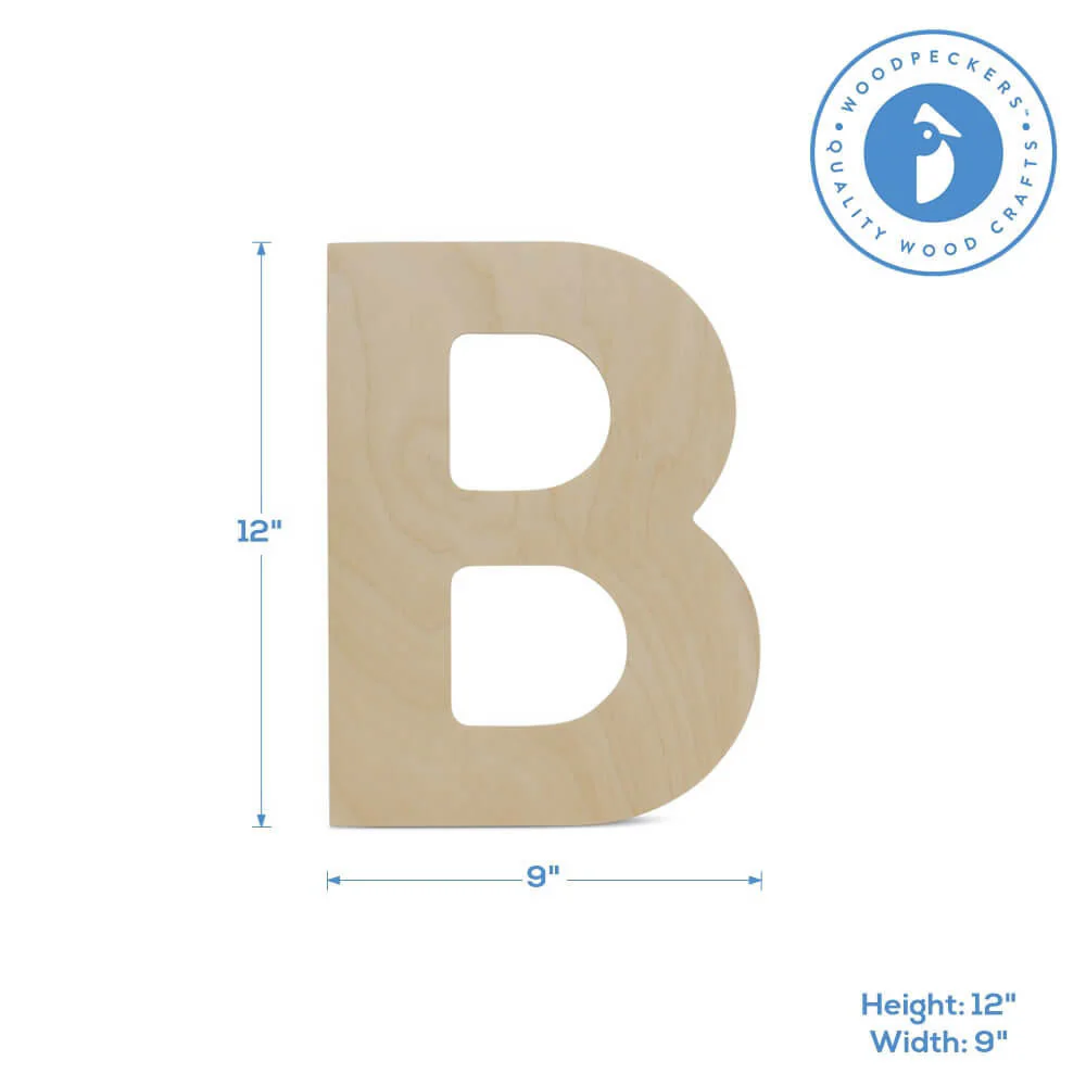 Wood Cutout Letter B, 12" - Image 2