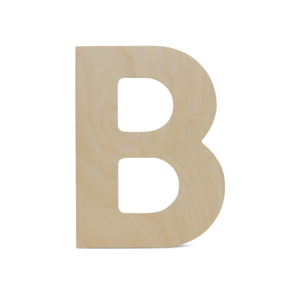 Wood Cutout Letter B, 8"
