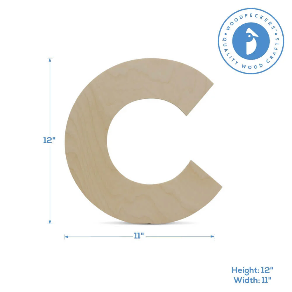 Wood Cutout Letter C, 12" - Image 2