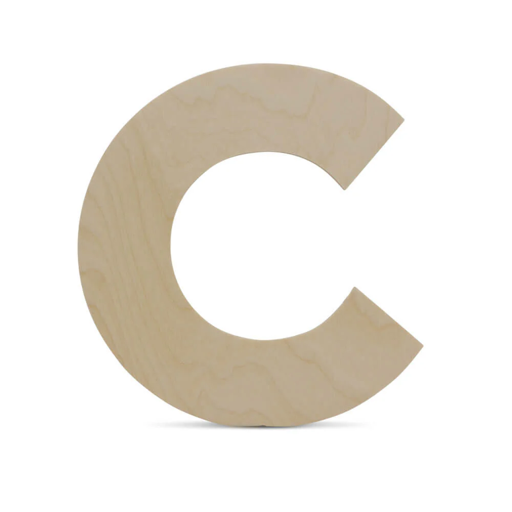 Wood Cutout Letter C, 8"